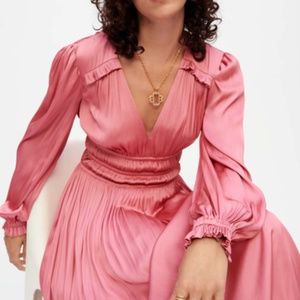COPY - Satin Maje dress with ruffles